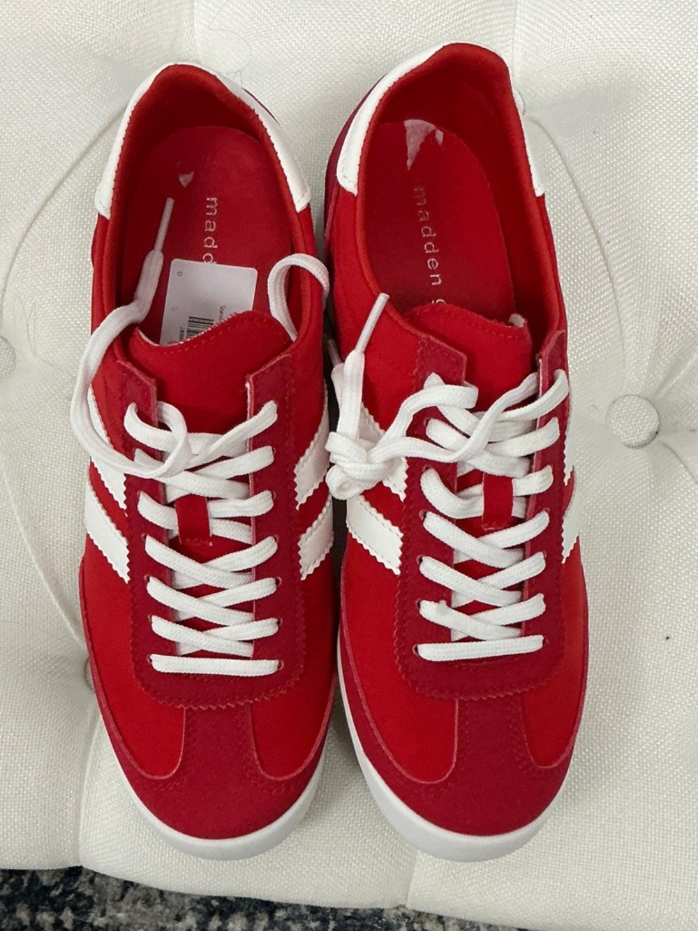 Madden Girl Red & White Low-Top Retro Sneakers